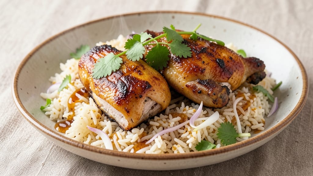 Chicken Thighs Over Rice Recipe: Crispy-Skinned, Juicy Bites on Fluffy Grains