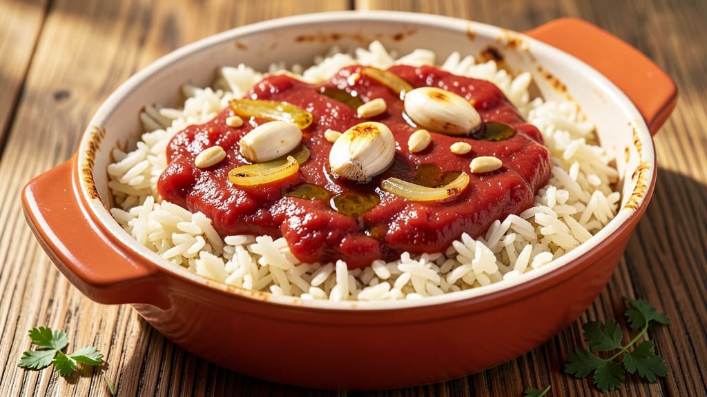 Bulgarian Rice Recipe: Savory Tomato-Baked Crispy Topped Grain