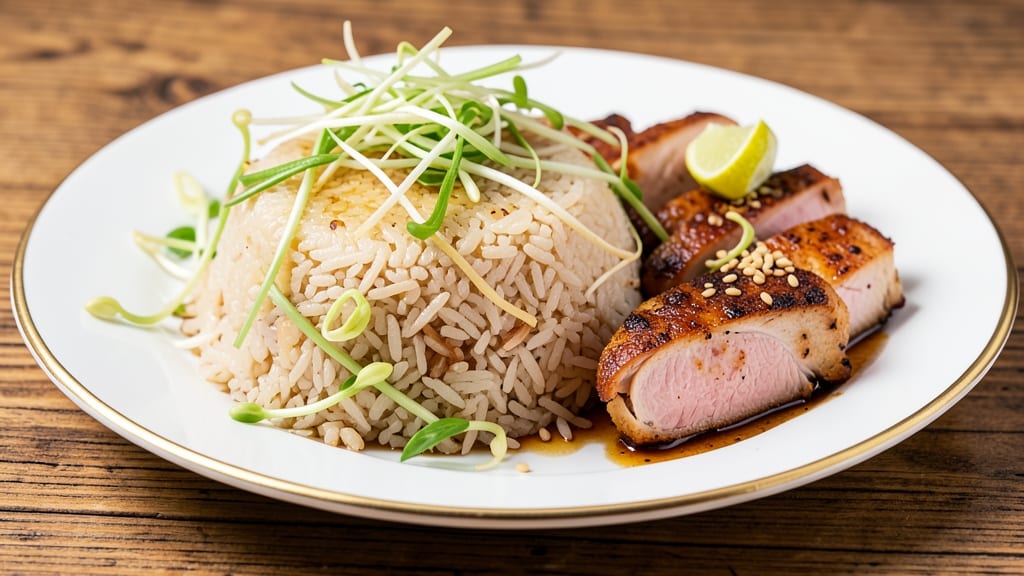 Chicken Rice and Bean Sprouts Recipe: Wok-Tossed Crunch With Herby Protein Fusion