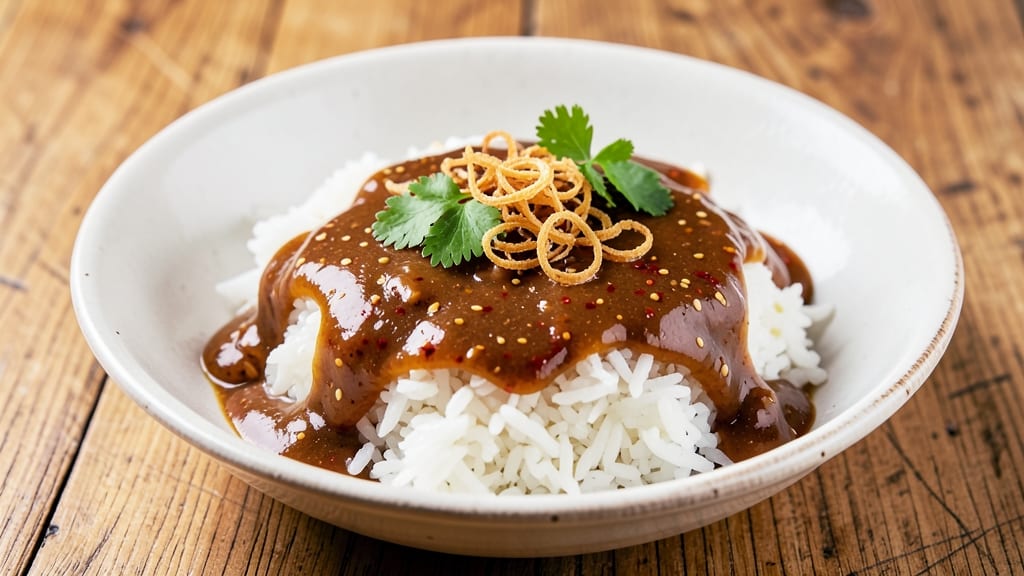 Chinese Rice and Gravy Recipe: Savory Wok Crunch Over Fragrant Jasmine Rice