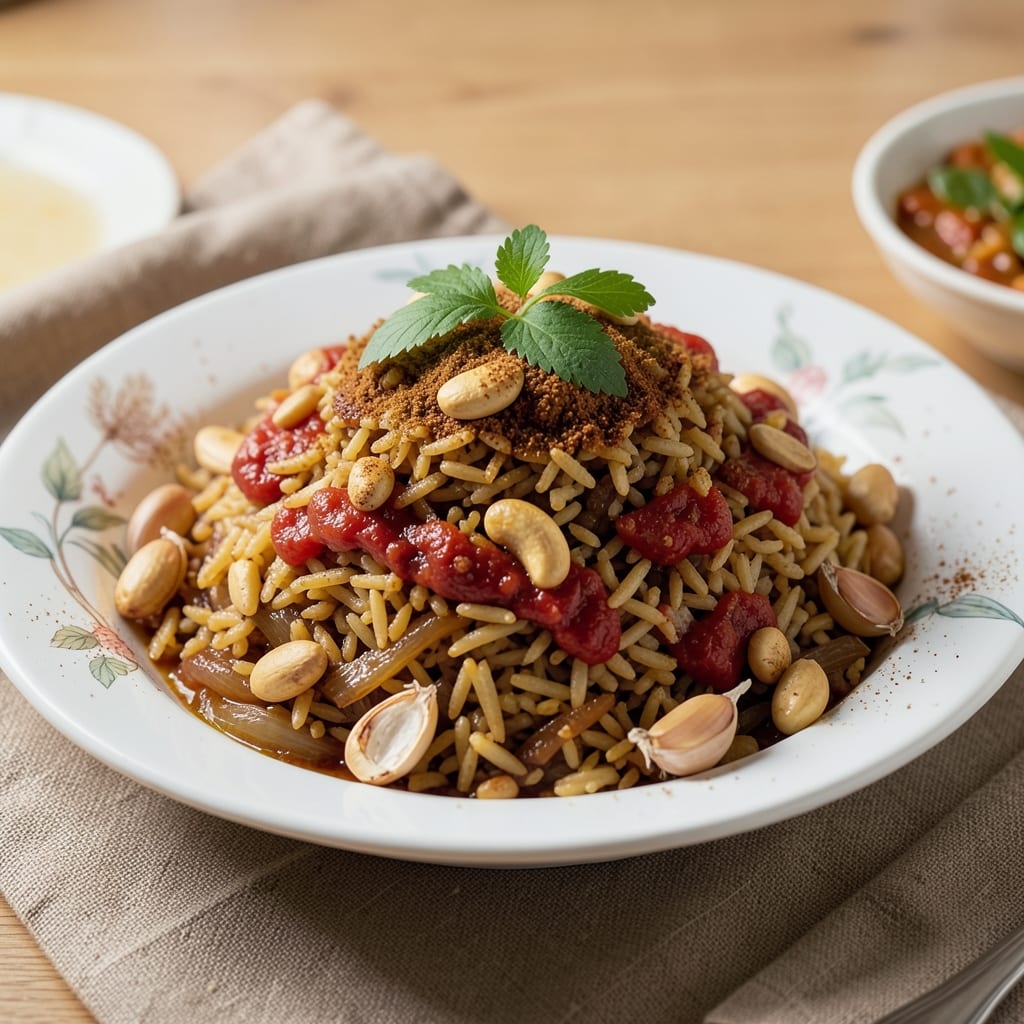African Fried Rice Recipe: Spiced Tomato and Peanut Crunch Magic