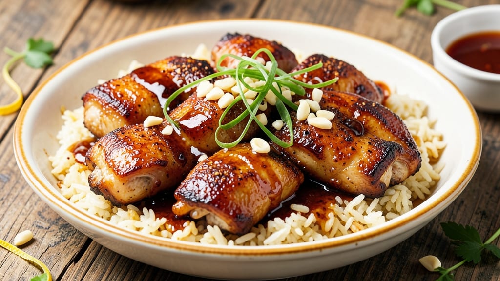 Chinese Chicken and Rice Casserole Recipe: Five-Spice Glazed Chicken Over Fragrant Jasmine Rice