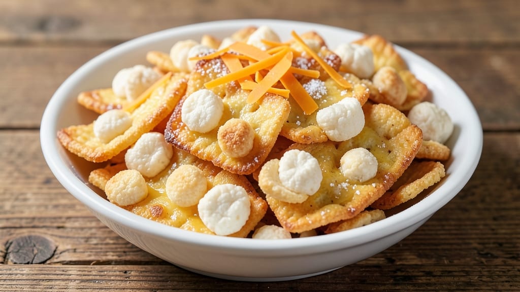 Cheddar Cheese Crackers Recipe with Rice Krispies: Crunchy Clusters With Melty Gooey Hearts