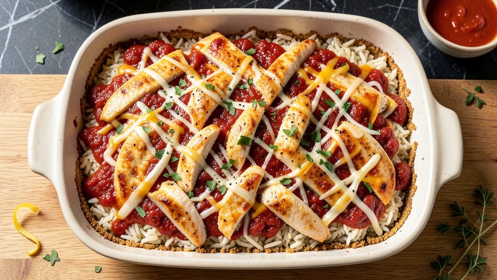 Chicken, Rice, and Tomato Casserole Recipe: Cheesy Crisp-Top Comfort in One Pan