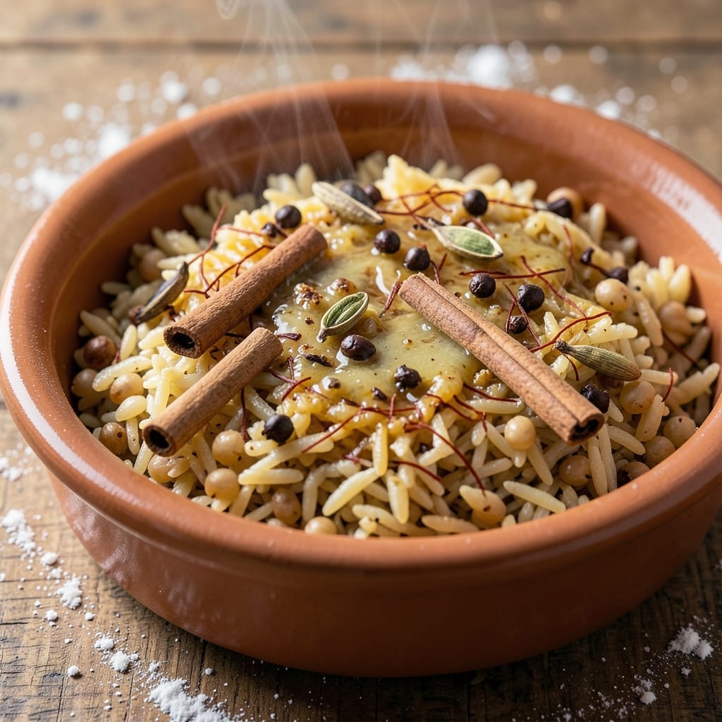 Arabian Rice Recipe: Fragrant Saffron Basmati with Toasted Barley Crunch