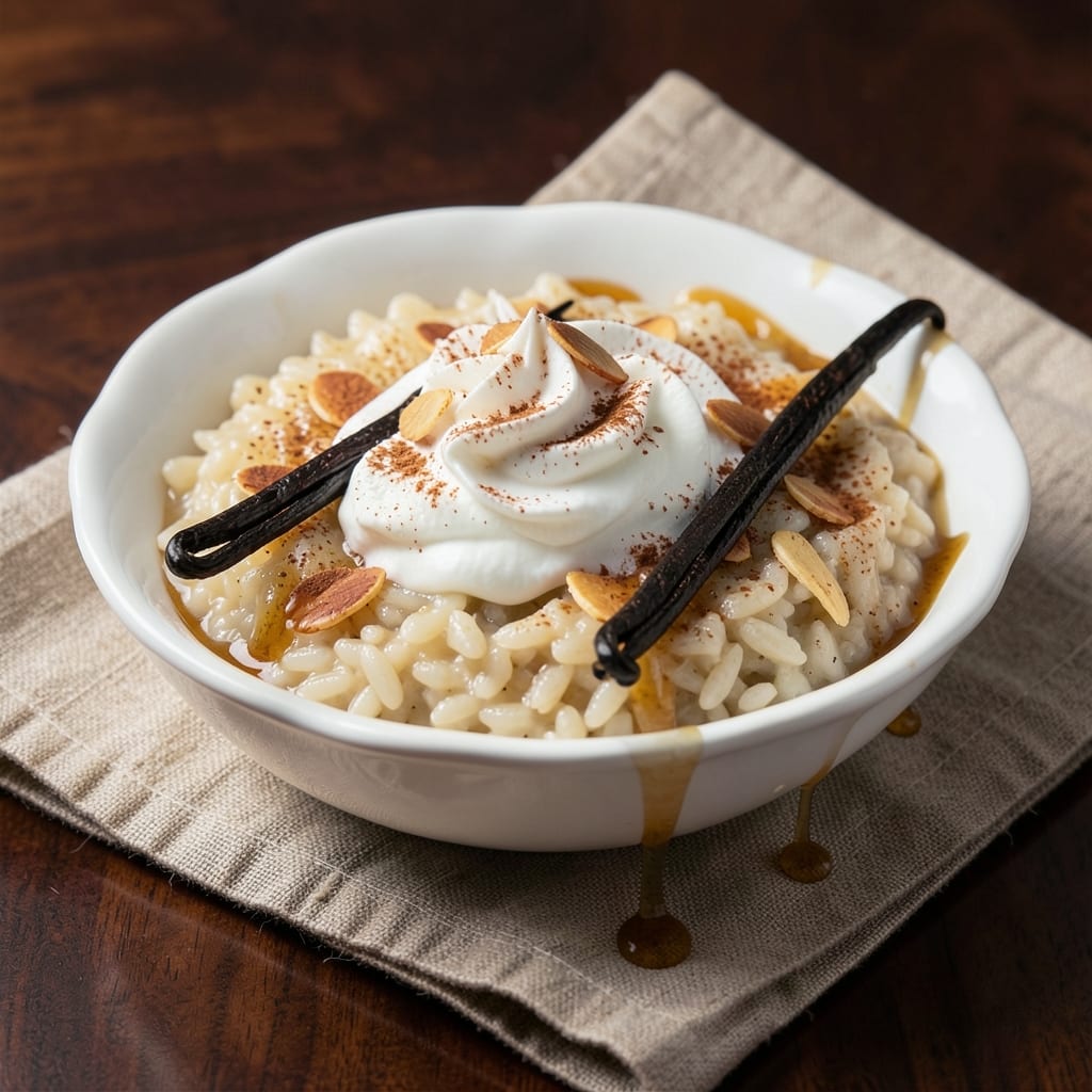 5-Star Rice Pudding Recipe: Vanilla-Cinnamon Luxe With Toasted Almond Crunch