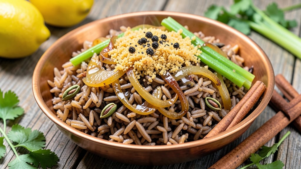 Brown Rice Pulav Recipe: Fragrant Spiced Grains With Toasted Celery Crunch