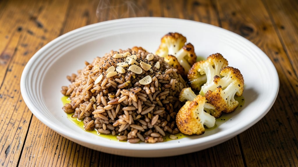 Brown Rice and Cauliflower Recipe: Crispy-Topped, Lightweight Low-Carb Bowl