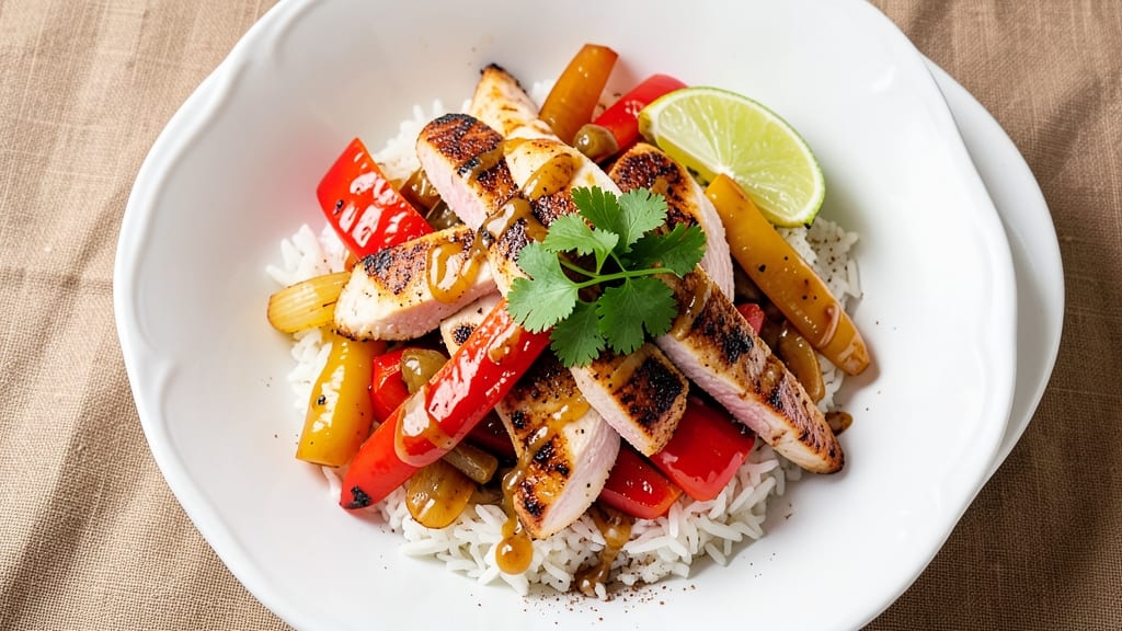 Chicken Fajita Over Rice Recipe: Sizzling Peppers and Zesty Lime in One Pan