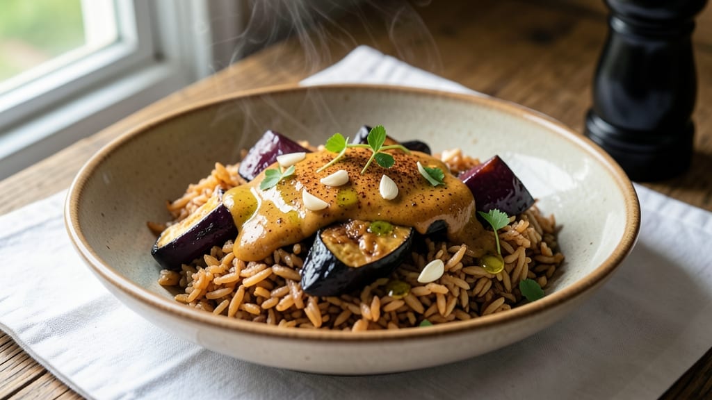 Brown Rice and Eggplant Recipe: Smoky Roasted Crunch With Nutty Depth