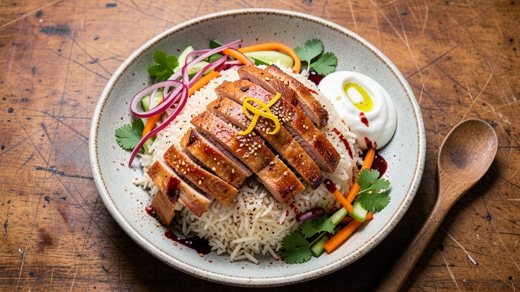 Chicken Shawarma Rice Plate Recipe: Smoky Garlic Yogurt Marinated Chicken With Fragrant Cumin Rice