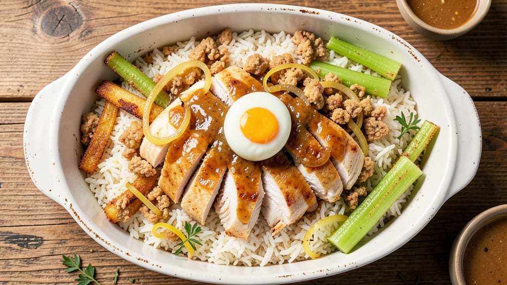 Chicken, Rice, and Stuffing Casserole Recipe: One-Pan Baked Comfort With Crispy Celery Crowns