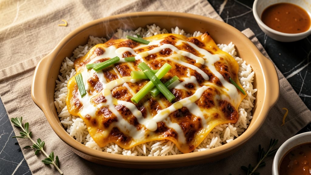 Cheese and Rice Casserole Recipe: Crispy Celery Crowns Over Melty Cheese Bake