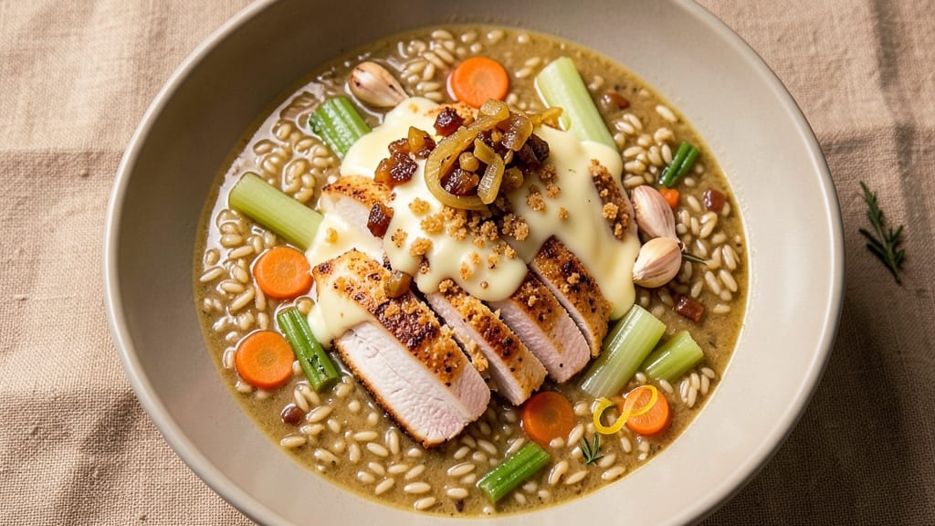 Cheesy Chicken Wild Rice Soup Recipe: One-Pot Creamy Comfort With Crispy Celery Topping