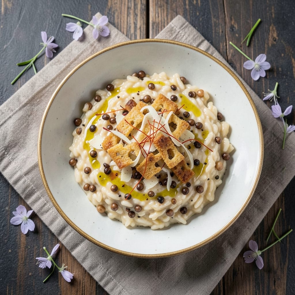 Acquerello Rice Risotto Recipe: Saffron-Infused Creaminess With Toasted Barley Crunch