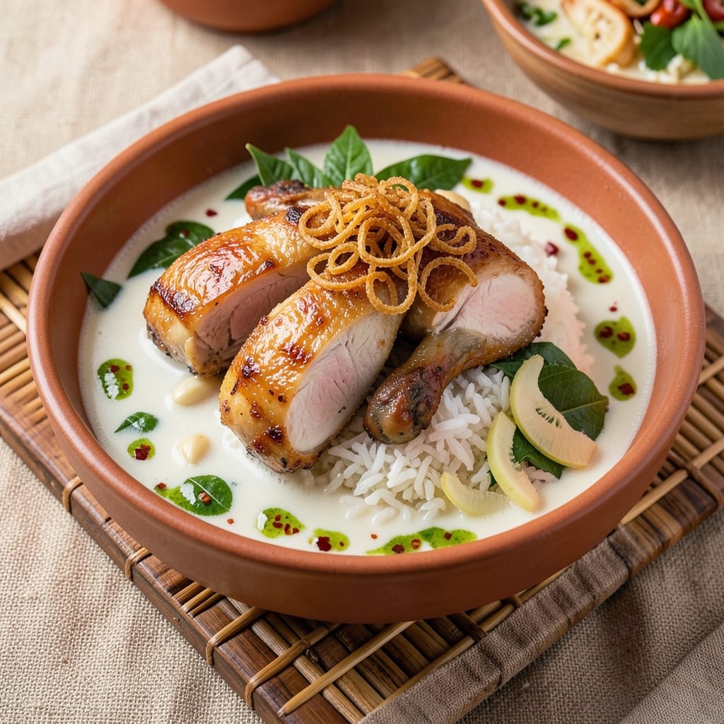 1 Pot Hainanese Chicken Rice Recipe: Fragrant Coconut Curry with Poached Eggs
