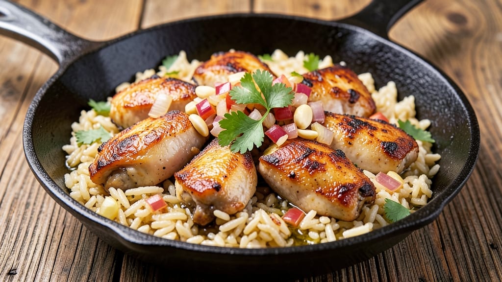 Chicken and Rice in a Pan Recipe: One-Pan Golden Crust, Fluffy Rice Magic