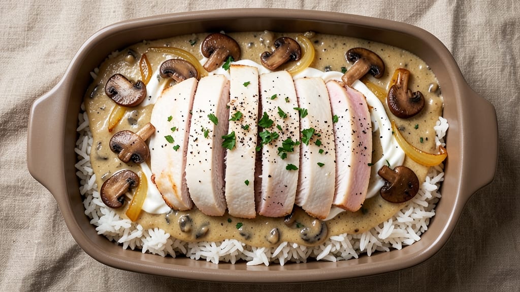 Campbell's Chicken, Rice, and Mushroom Soup Casserole Recipe: One-Pot Creamy Crunch With Golden Celery Top