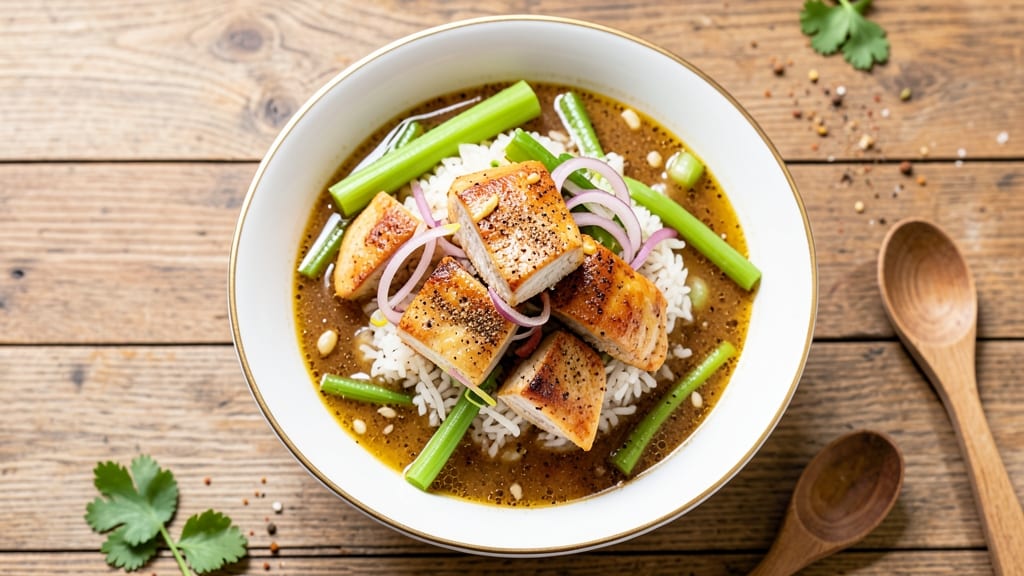 Chicken Rice Celery Soup Recipe: Fragrant Five-Spice Broth with Crunchy Celery Bites