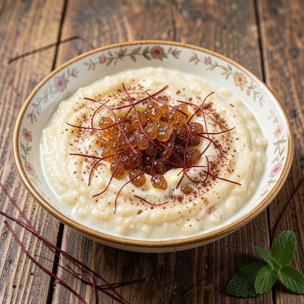 Albanian Rice Pudding Recipe: Saffron-Kissed Comfort with Toasted Barberry Crunch