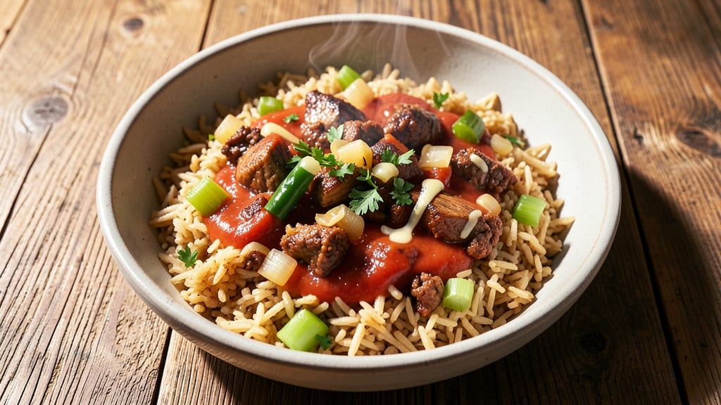 Campbell's Soup Dirty Rice Recipe: Smoky Tomato Gravy Over Fragrant Jasmine Rice