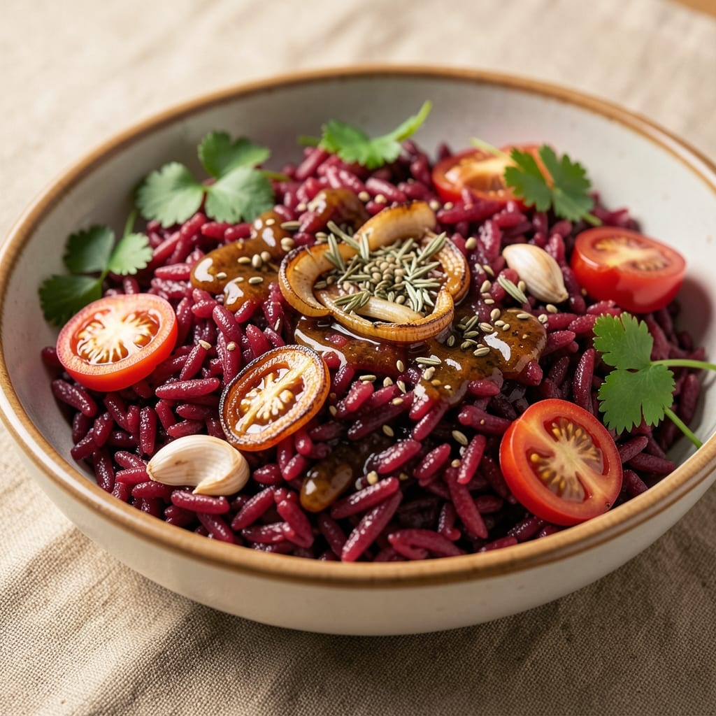 African Red Rice Recipe: Tomato-Braised Spice Bomb in One Pot