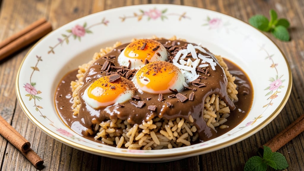 Champorado Rice Recipe: Sweet Chocolate Rice with Crispy Egg Topping
