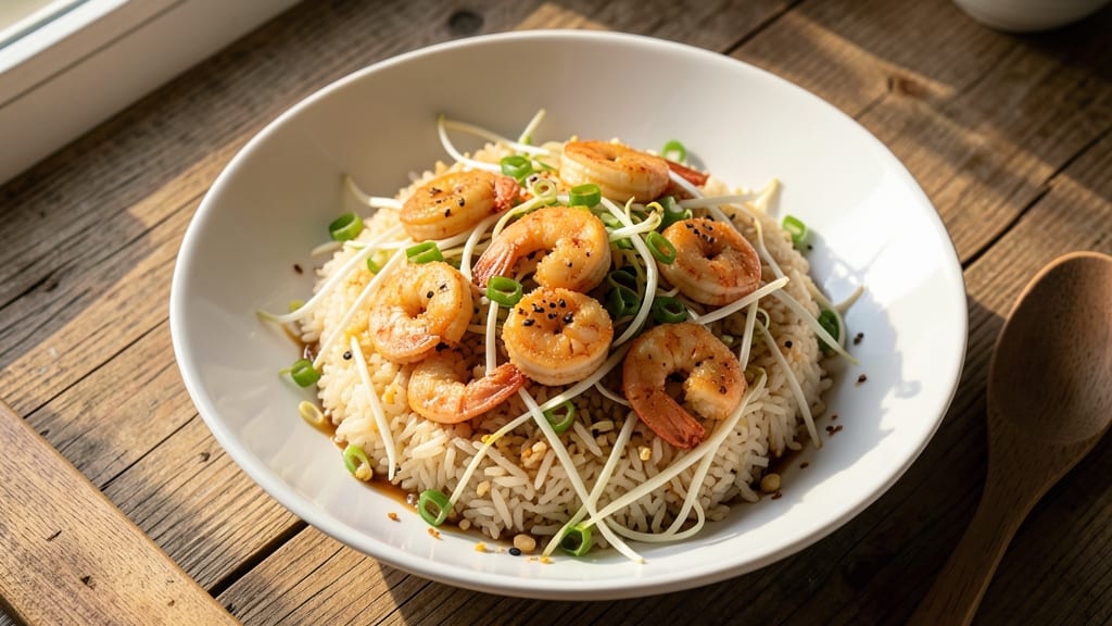Chinese Shrimp Fried Rice Recipe with Bean Sprouts: Wok-Fired Crunch and Silky Rice Fusion