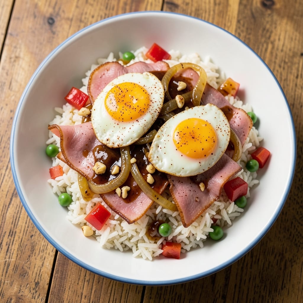 American Deli Fried Rice Recipe: Crispy Egg and Ham Bites in One Pan