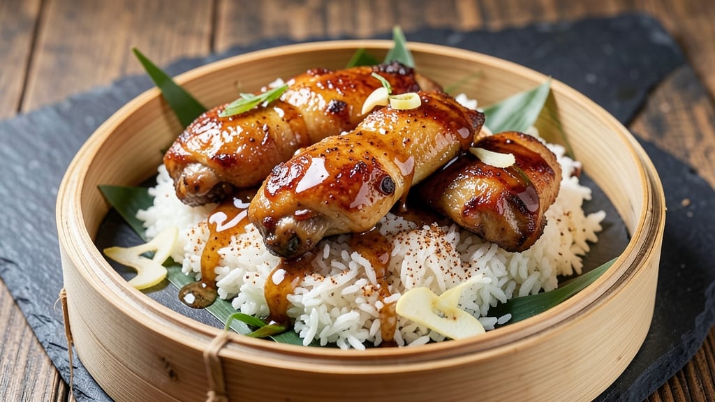 Chinese Roast Chicken and Rice Recipe: Five-Spice Crust Over Fragrant Jasmine Grains