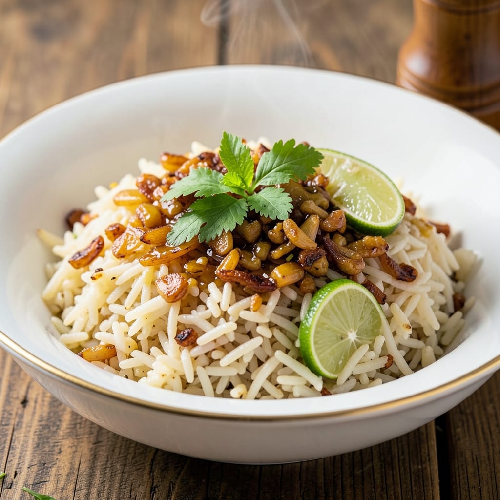 Asian Basmati Rice Recipe: Fragrant Coconut-Lime Wok-Fried Crisp-Topped Grains