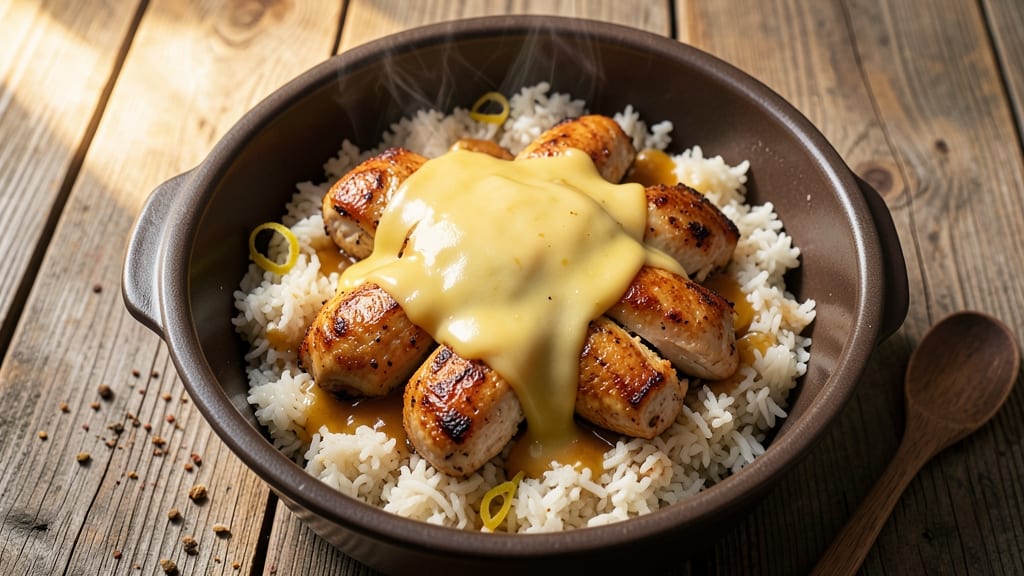 Chicken and Minute Rice Crockpot Recipe: Melty Cheese Crust Over Savory One-Pan
