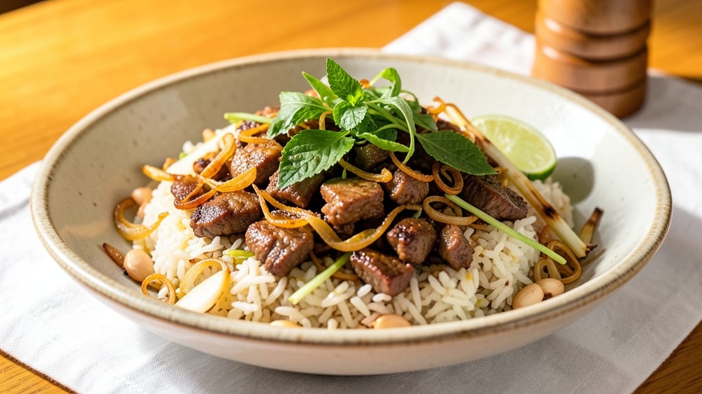 Cambodian Fried Rice Recipe: Smoky Lemongrass and Kaffir Lime Crunch