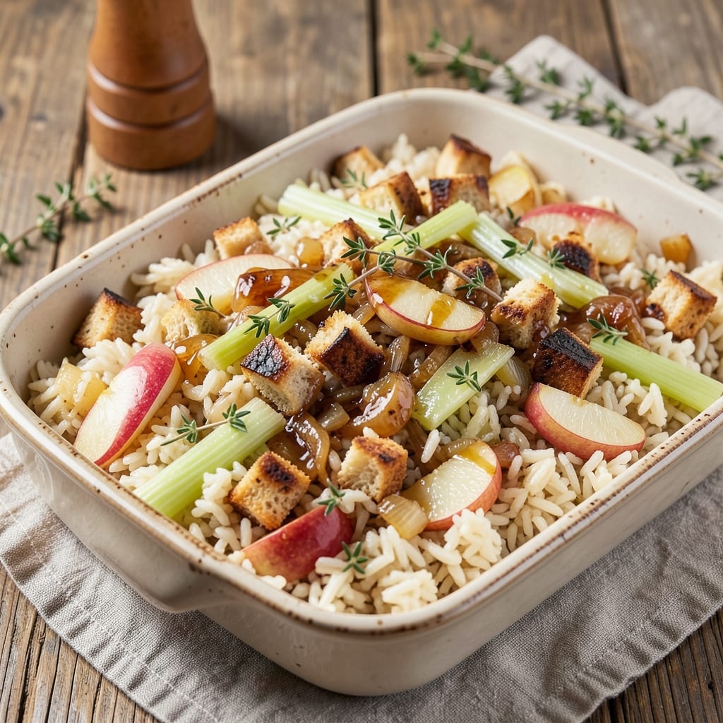 Apple Rice Stuffing Recipe: Spiced Apple and Herb Crunch in Every Bite