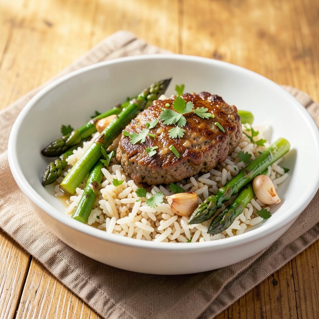 Asparagus Ground Beef Rice Recipe: One-Pan Herb-Crusted Heartiness