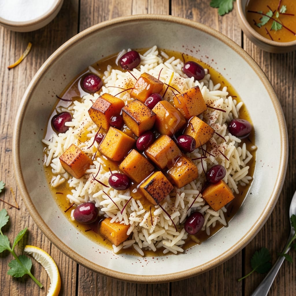 Armenian Pumpkin Rice Recipe: Spiced Barberry Crunch and Golden Saffron